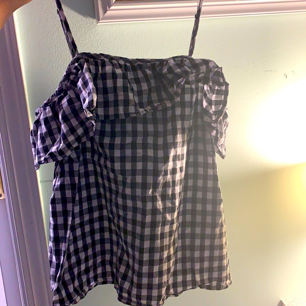 Black,White and grey plaid tank top